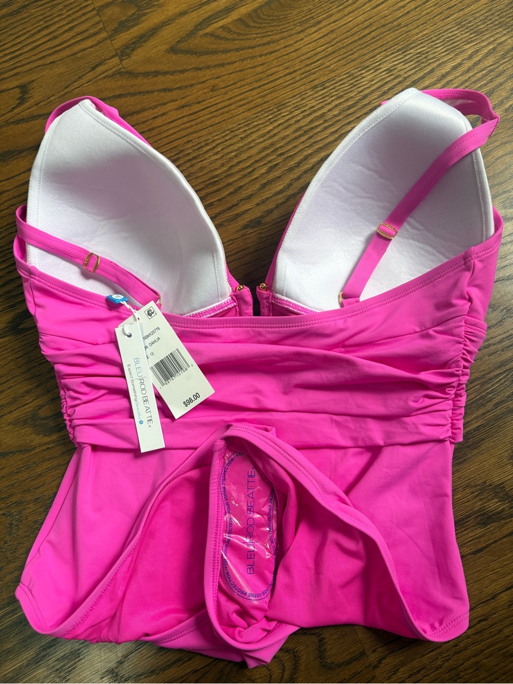 Bleu Rod Beattie Pink V-Neck One-Piece Swimsuit size 12 - Picture 4 of 4